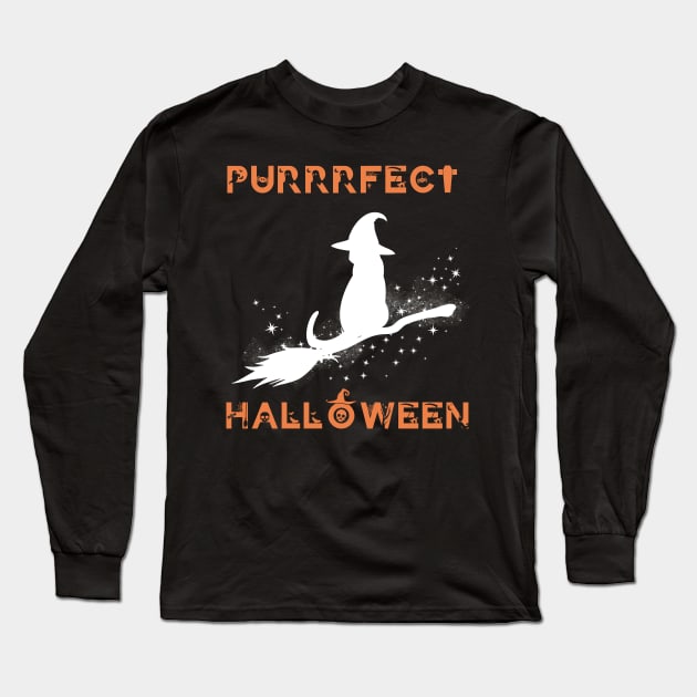 Funny Gifts for Halloween Witcher Cat Purrrfect Halloween Long Sleeve T-Shirt by MARKBAY Shop